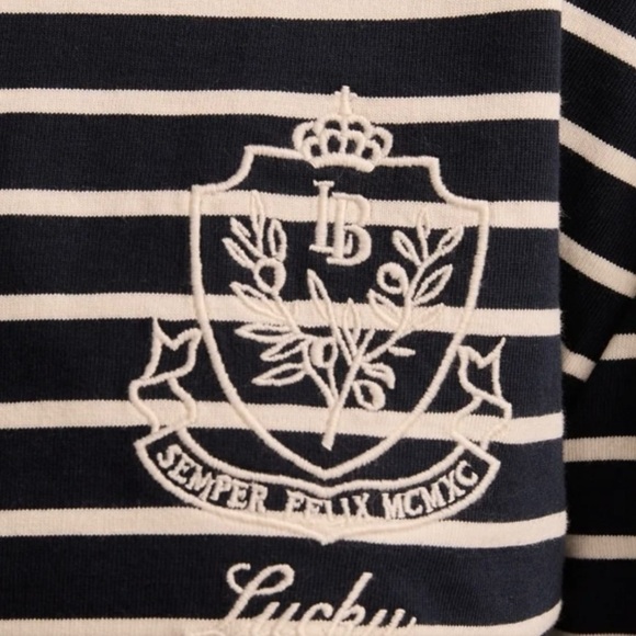 Lucky Brand Striped Navy and White Women's Top NWT - Picture 2 of 6